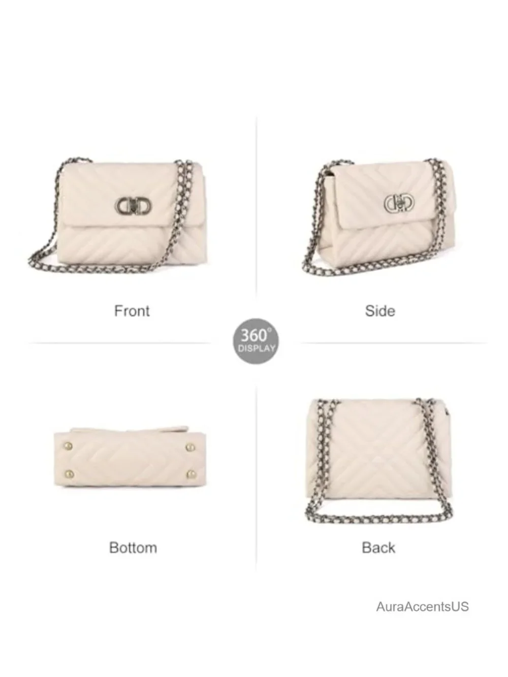 Vegan Leather Quilted Crossbody Bag, Convertible Shoulder Purse for iPad Mini